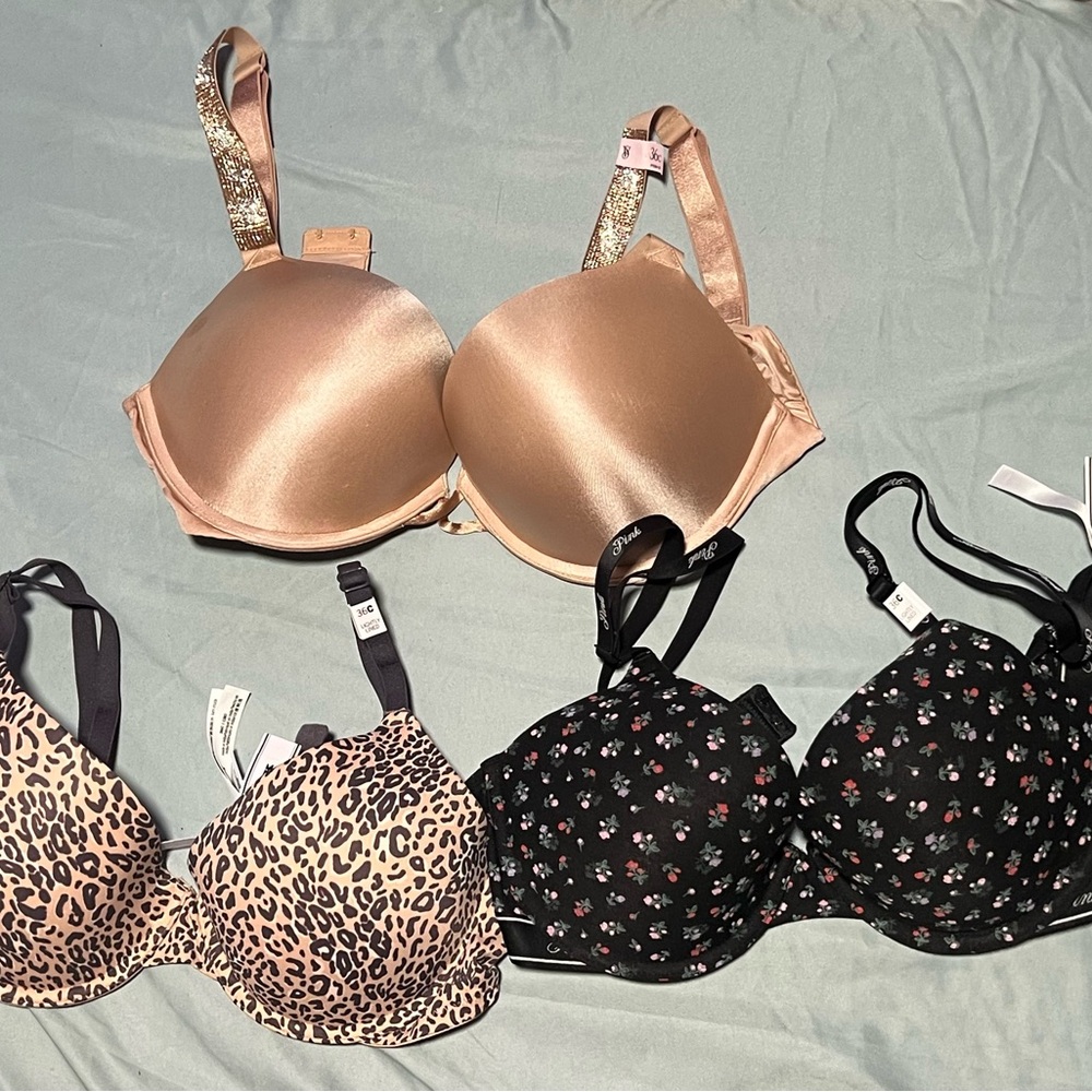 Leopard and Floral Print 3 piece Bras bundle